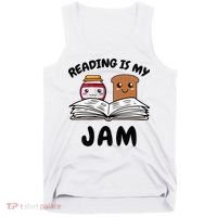 Funny Reading Is My Jam for Teacher Nerd Bookworm Book Lover Tank Top thumb 0