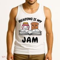 Funny Reading Is My Jam for Teacher Nerd Bookworm Book Lover Tank Top thumb 3