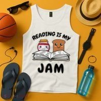 Funny Reading Is My Jam for Teacher Nerd Bookworm Book Lover Tank Top thumb 4