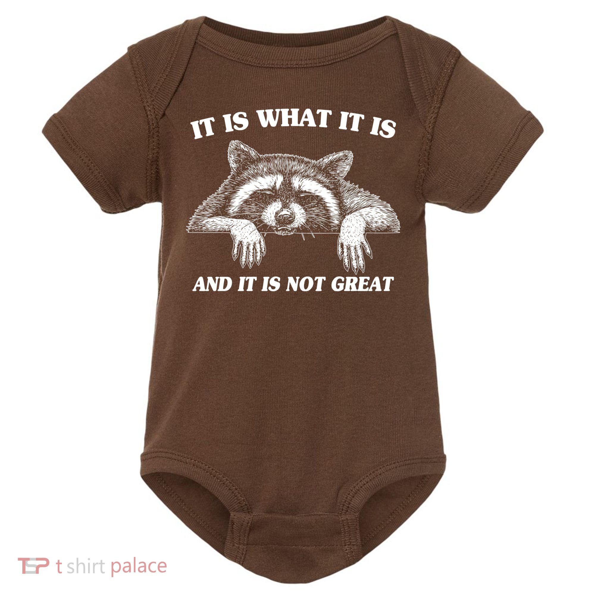 Funny Raccoon It Is What It Is And It Is Not Great Baby Bodysuit