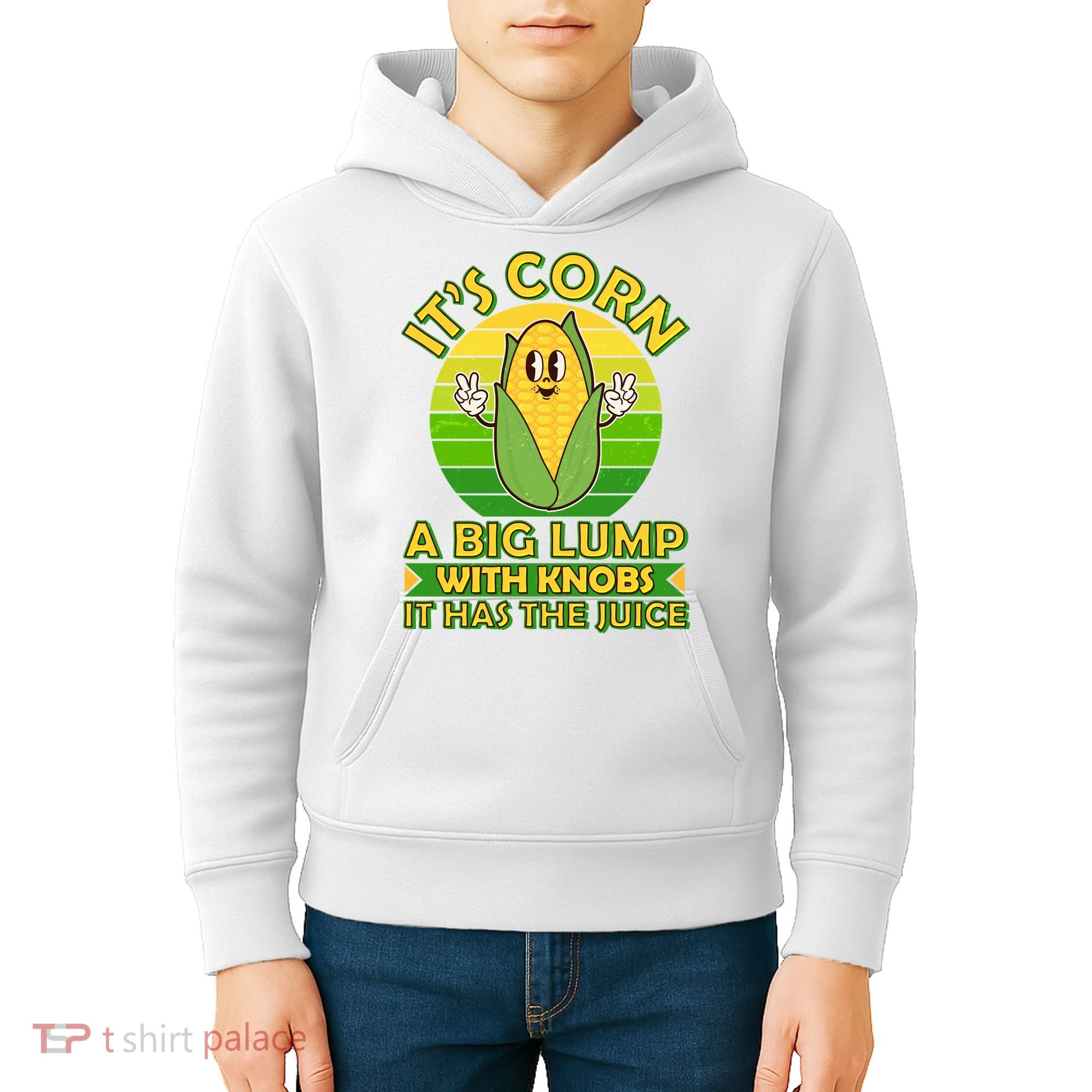Funny Retro It's Corn A Big Lump With Knobs It Has The Juice Kids Hoodie