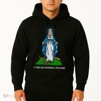Funny Religious I Tread Where I Please Mary Versus Tread On Me Snake Hoodie thumb 2