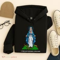 Funny Religious I Tread Where I Please Mary Versus Tread On Me Snake Hoodie thumb 4