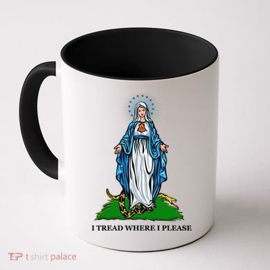 Funny Religious I Tread Where I Please Mary Versus Tread On Me Snake Coffee Mug