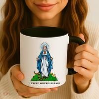 Funny Religious I Tread Where I Please Mary Versus Tread On Me Snake Coffee Mug thumb 3