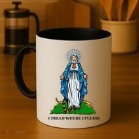 Funny Religious I Tread Where I Please Mary Versus Tread On Me Snake Coffee Mug thumb 4