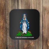 Funny Religious I Tread Where I Please Mary Versus Tread On Me Snake Coaster thumb 0