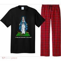 Funny Religious I Tread Where I Please Mary Versus Tread On Me Snake Pajama Set thumb 0