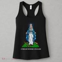 Funny Religious I Tread Where I Please Mary Versus Tread On Me Snake Women's Tank Top thumb 3