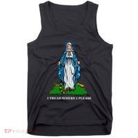 Funny Religious I Tread Where I Please Mary Versus Tread On Me Snake Tank Top thumb 0