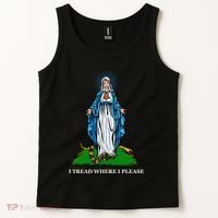 Funny Religious I Tread Where I Please Mary Versus Tread On Me Snake Tank Top thumb 2