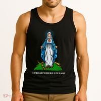 Funny Religious I Tread Where I Please Mary Versus Tread On Me Snake Tank Top thumb 3