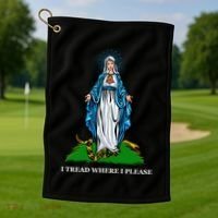 Funny Religious I Tread Where I Please Mary Versus Tread On Me Snake Golf Towel thumb 1