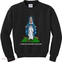Funny Religious I Tread Where I Please Mary Versus Tread On Me Snake Kids Sweatshirt thumb 0