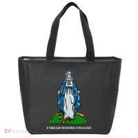 Funny Religious I Tread Where I Please Mary Versus Tread On Me Snake Tote Bag thumb 0