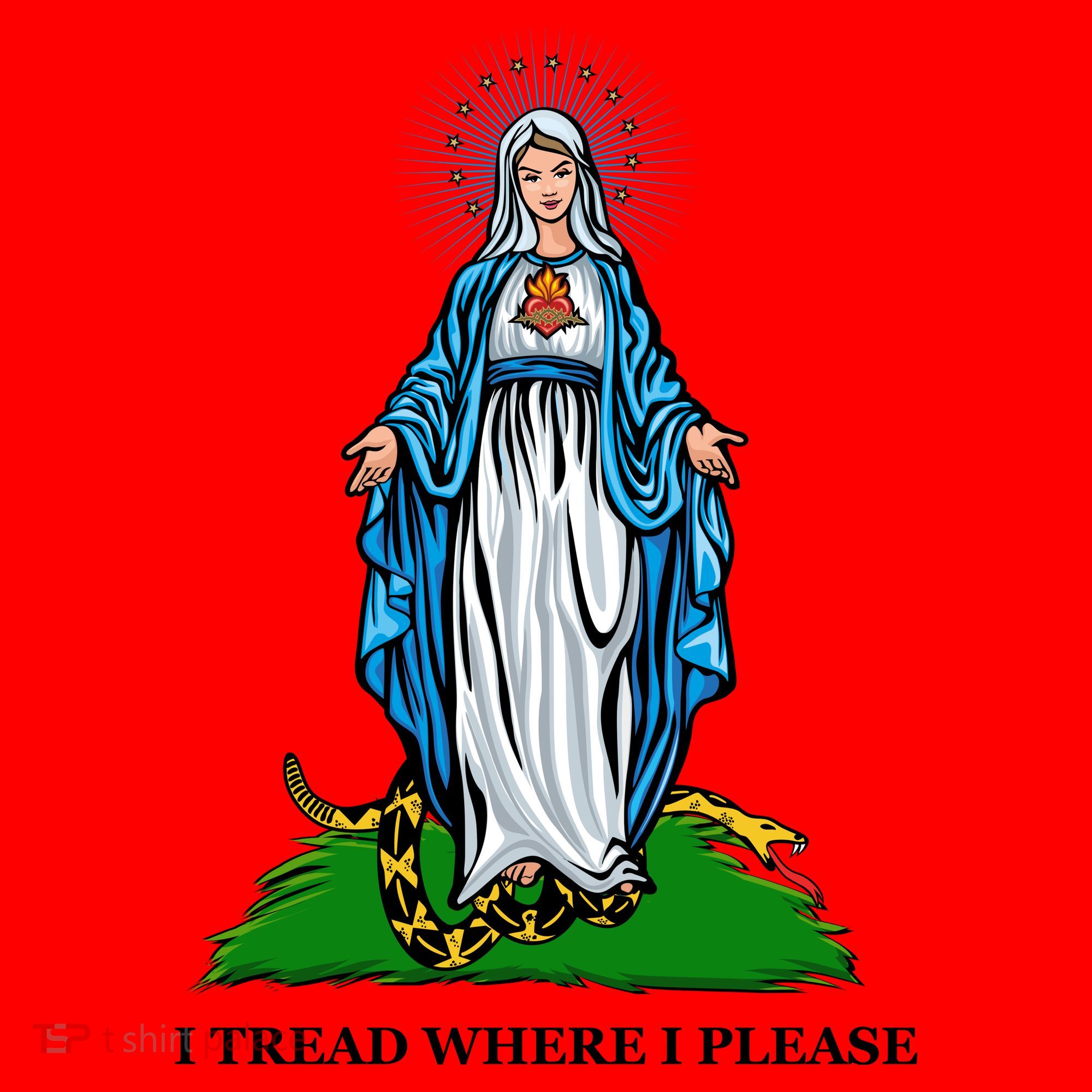 Funny Religious I Tread Where I Please Mary Versus Tread On Me Snake Santa Hat