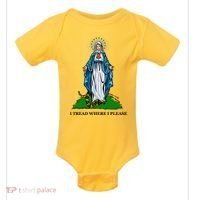 Funny Religious I Tread Where I Please Mary Versus Tread On Me Snake Baby Bodysuit thumb 0