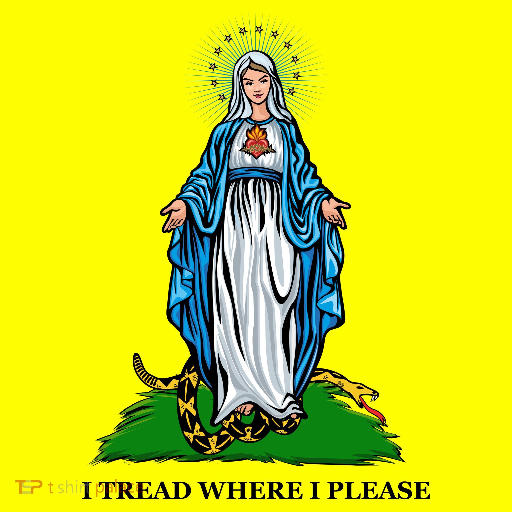 Funny Religious I Tread Where I Please Mary Versus Tread On Me Snake Baby Bodysuit