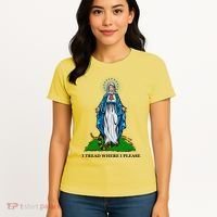 Funny Religious I Tread Where I Please Mary Versus Tread On Me Snake Women's T-Shirt thumb 4
