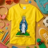 Funny Religious I Tread Where I Please Mary Versus Tread On Me Snake Kids T-Shirt thumb 3