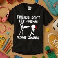 Friends Don't Let Friends Become Zombies Kids T-Shirt thumb 3
