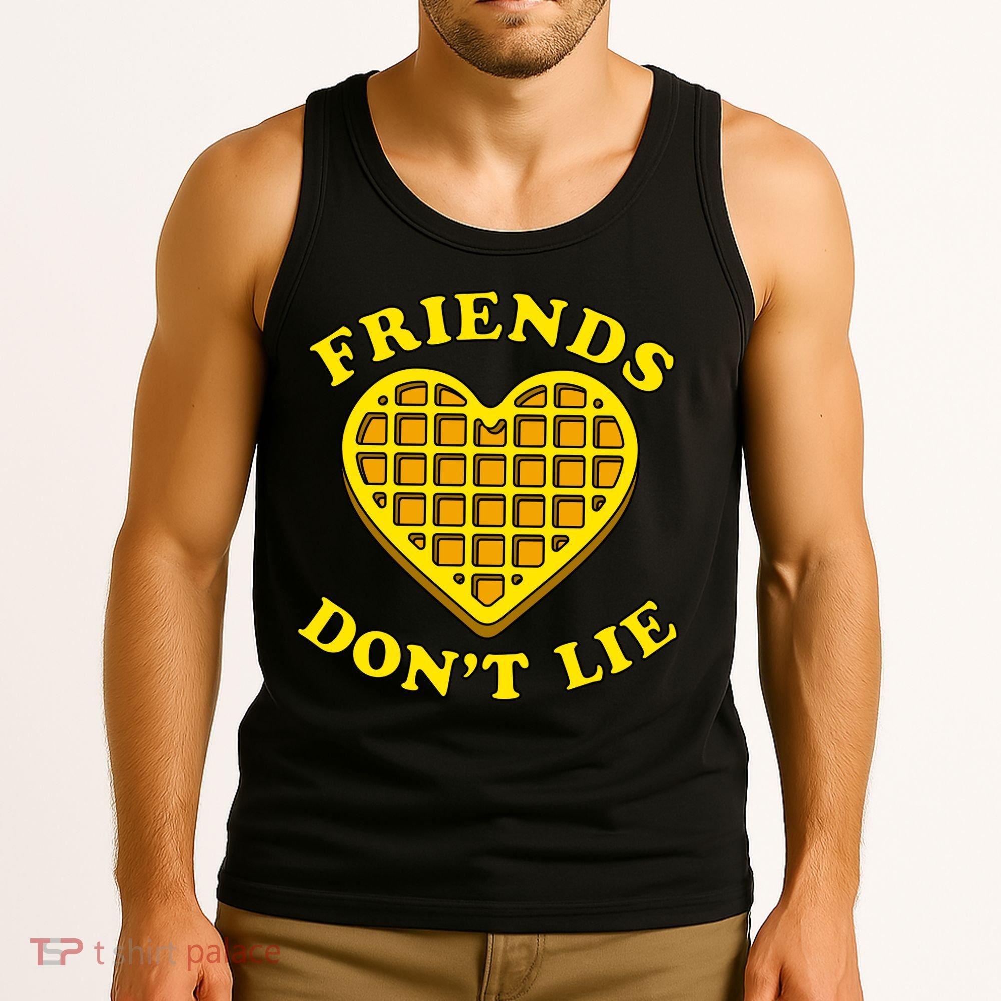 Friends Dont Lie Waffle Heart Tank Top