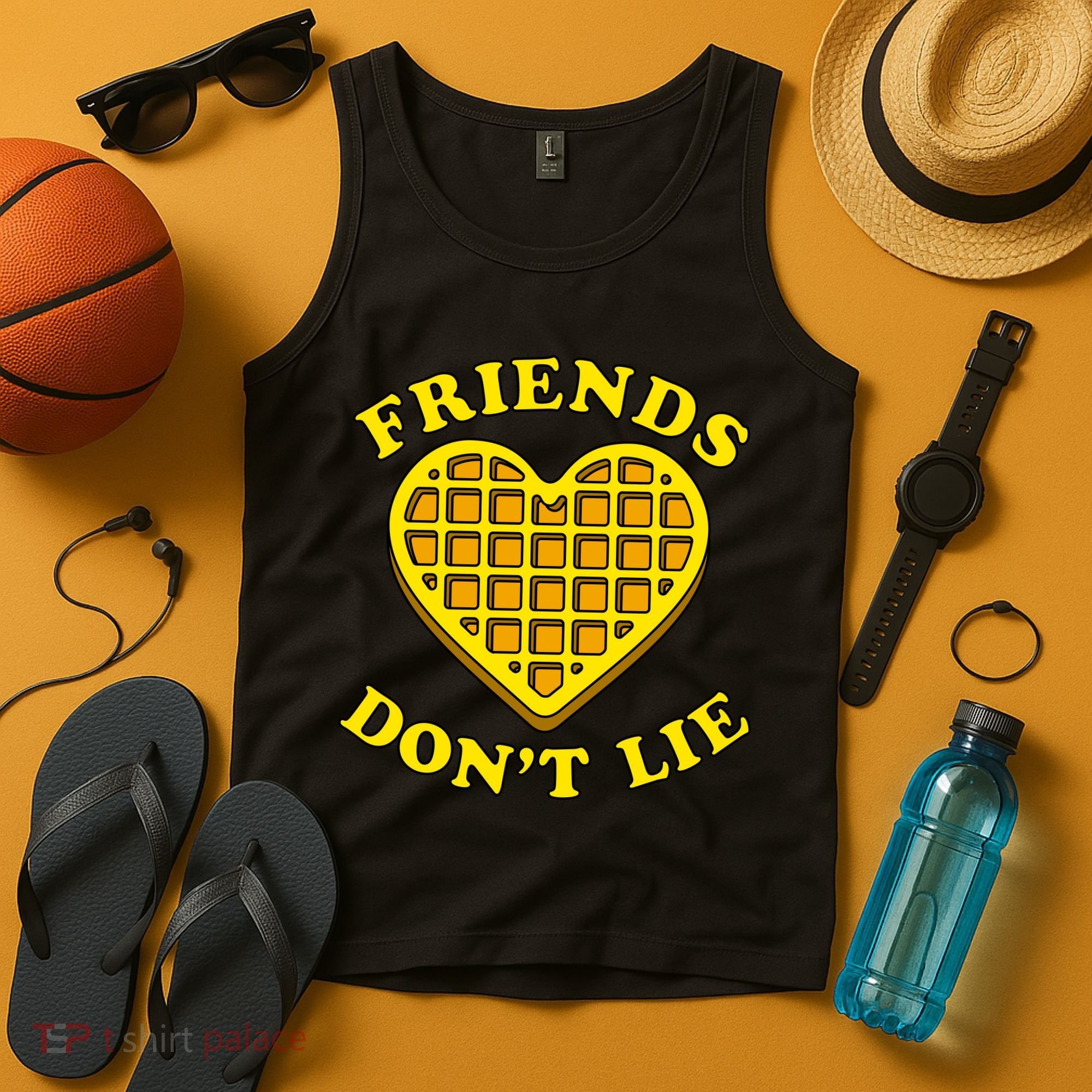 Friends Dont Lie Waffle Heart Tank Top