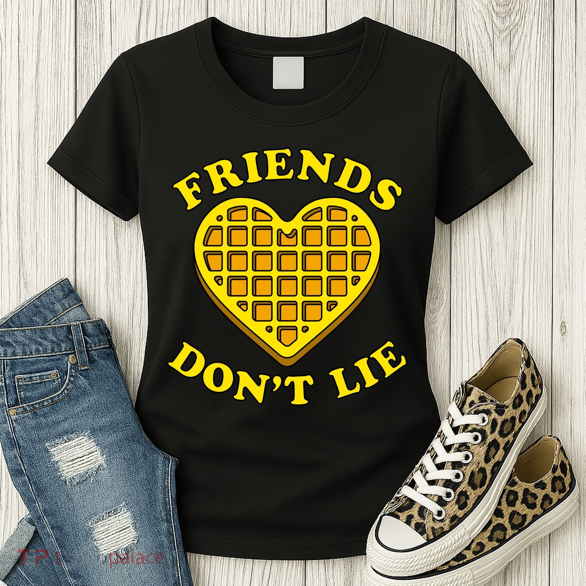 Friends Dont Lie Waffle Heart Women's T-Shirt