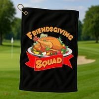 Friendsgiving Squad Funny Thanksgiving Golf Towel thumb 1