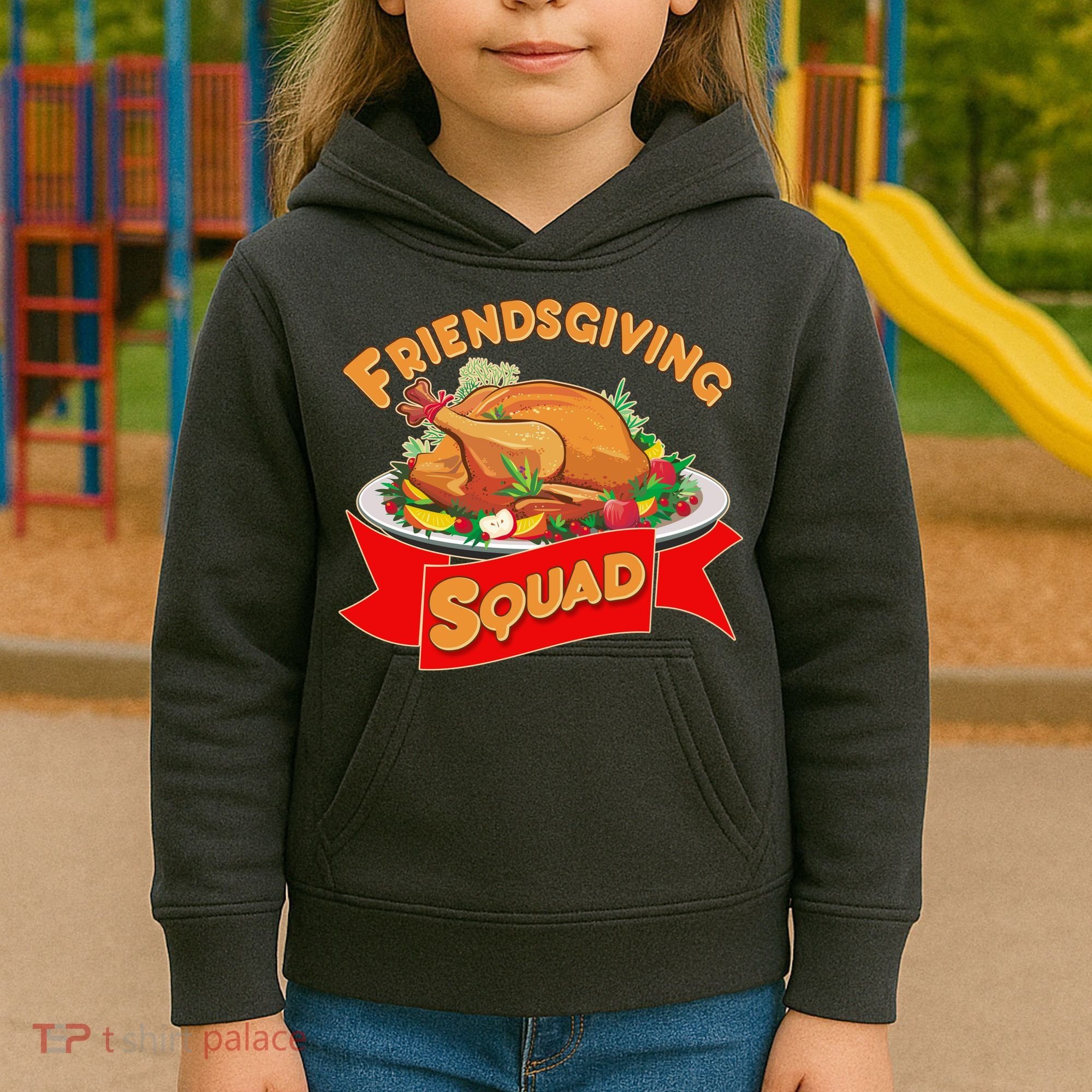 Friendsgiving Squad Funny Thanksgiving Kids Hoodie