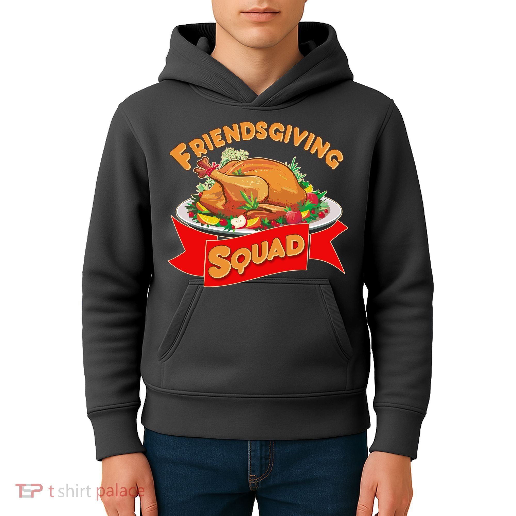 Friendsgiving Squad Funny Thanksgiving Kids Hoodie