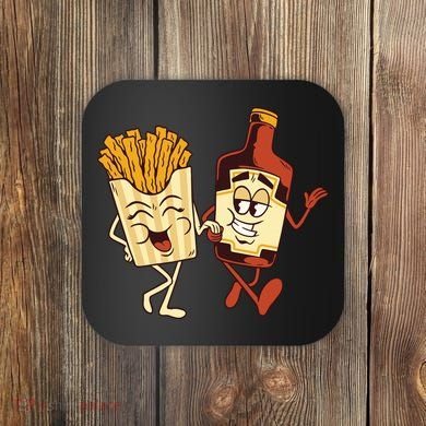 Fries And Ketchup Couple Coaster