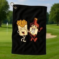 Fries And Ketchup Couple Golf Towel thumb 1