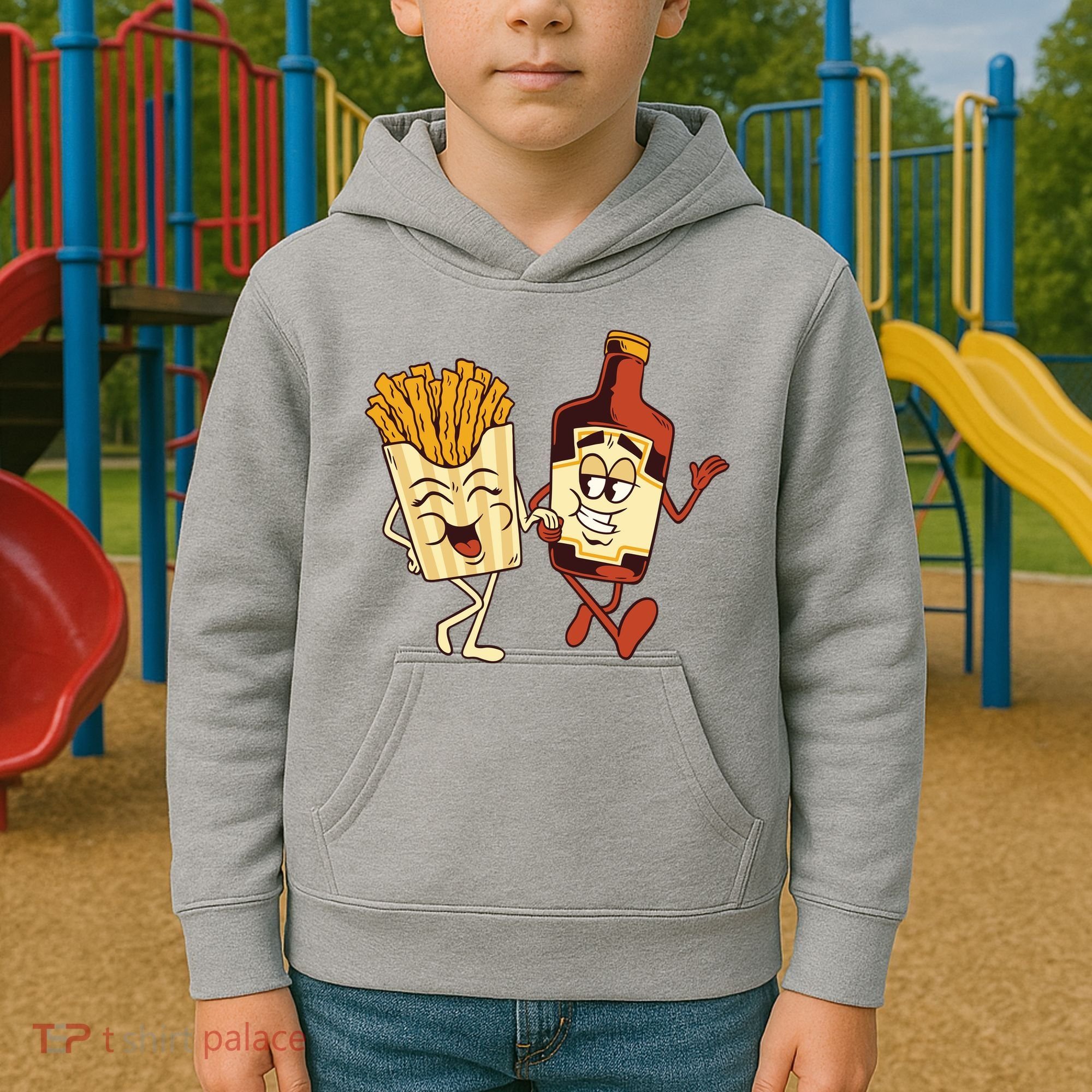 Fries And Ketchup Couple Kids Hoodie