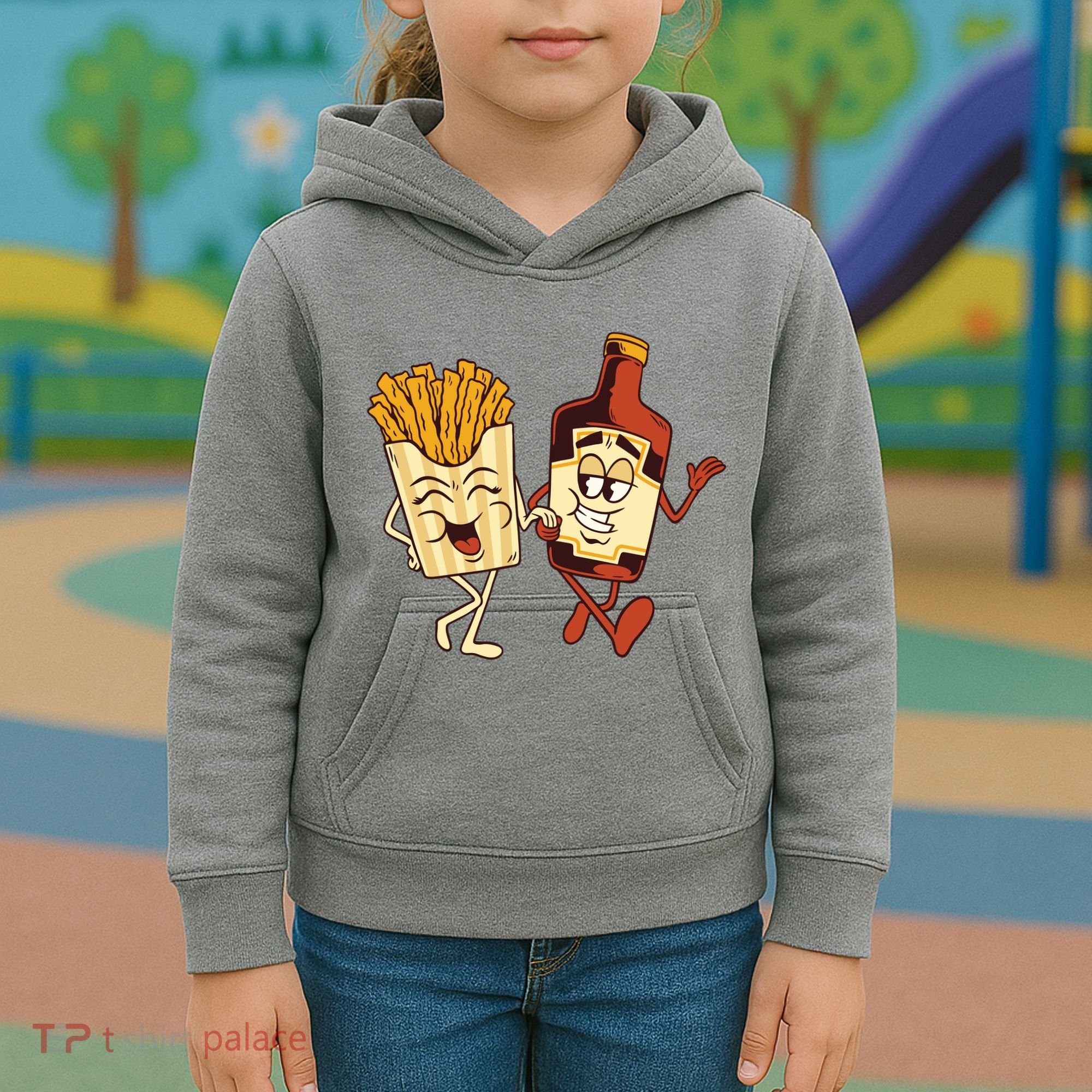 Fries And Ketchup Couple Kids Hoodie