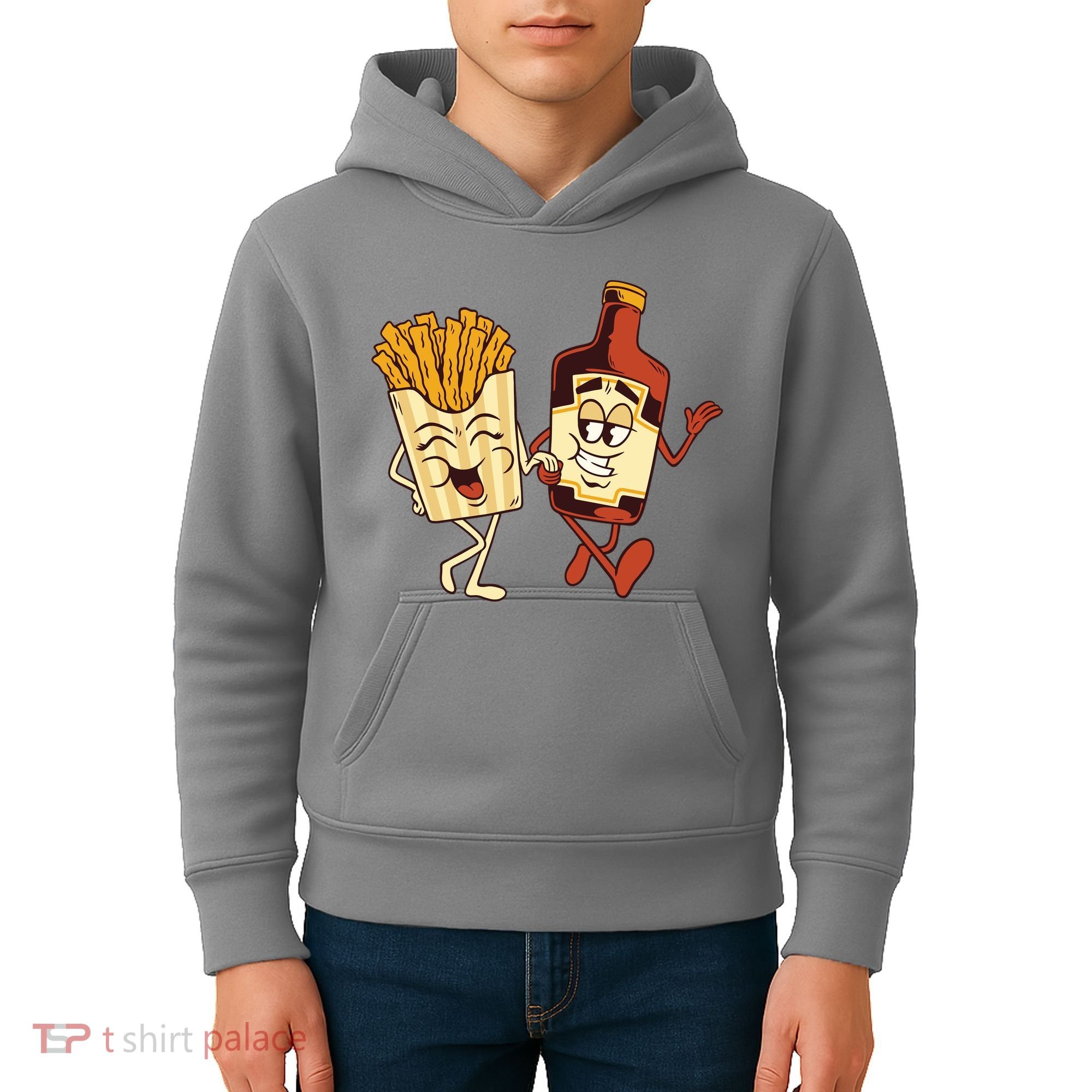 Fries And Ketchup Couple Kids Hoodie