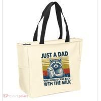 Funny Raccoon Just A Dad Who Always Came Back With The Milk Tote Bag thumb 2
