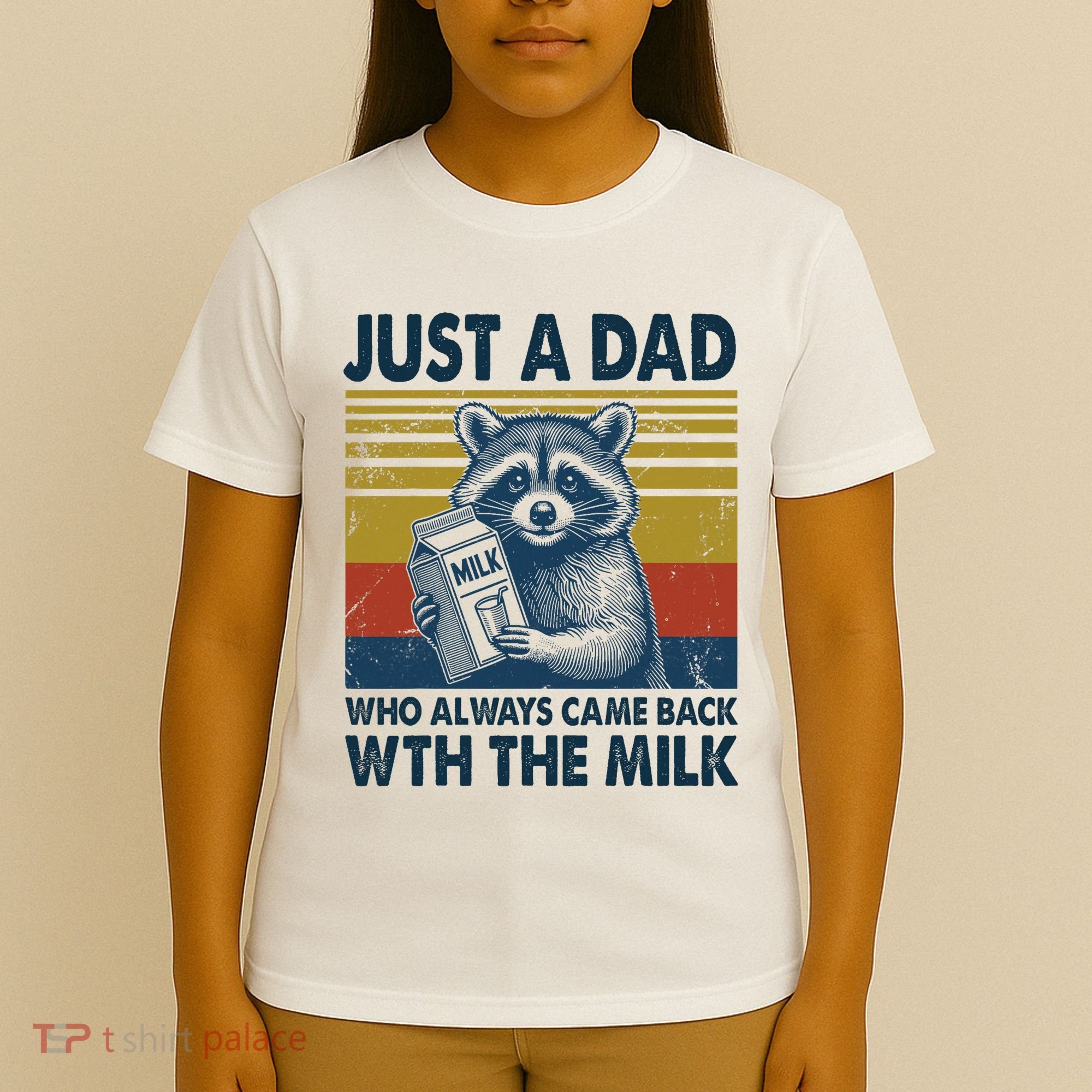 Funny Raccoon Just A Dad Who Always Came Back With The Milk T-Shirt