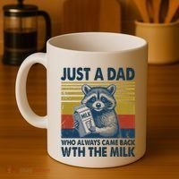 Funny Raccoon Just A Dad Who Always Came Back With The Milk Coffee Mug thumb 4