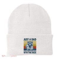 Funny Raccoon Just A Dad Who Always Came Back With The Milk Beanie thumb 0