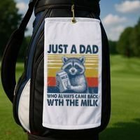 Funny Raccoon Just A Dad Who Always Came Back With The Milk Golf Towel thumb 2
