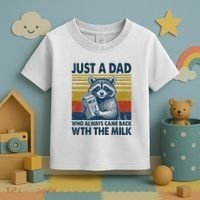Funny Raccoon Just A Dad Who Always Came Back With The Milk Toddler T-Shirt thumb 3