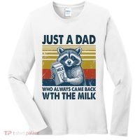 Funny Raccoon Just A Dad Who Always Came Back With The Milk Women's Long Sleeve Shirt thumb 0