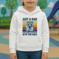 Funny Raccoon Just A Dad Who Always Came Back With The Milk Kids Hoodie thumb 3