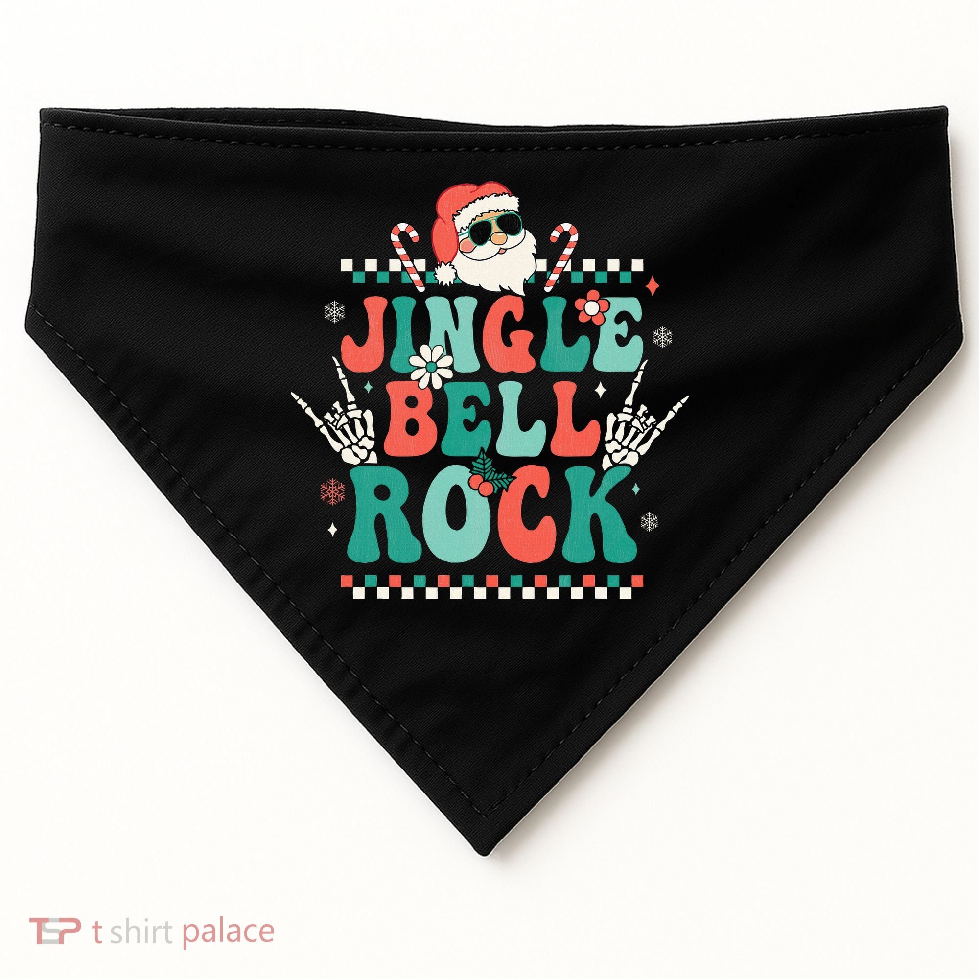 Festive Retro Jingle Bell Christmas Costume USA-Made Doggie Bandana