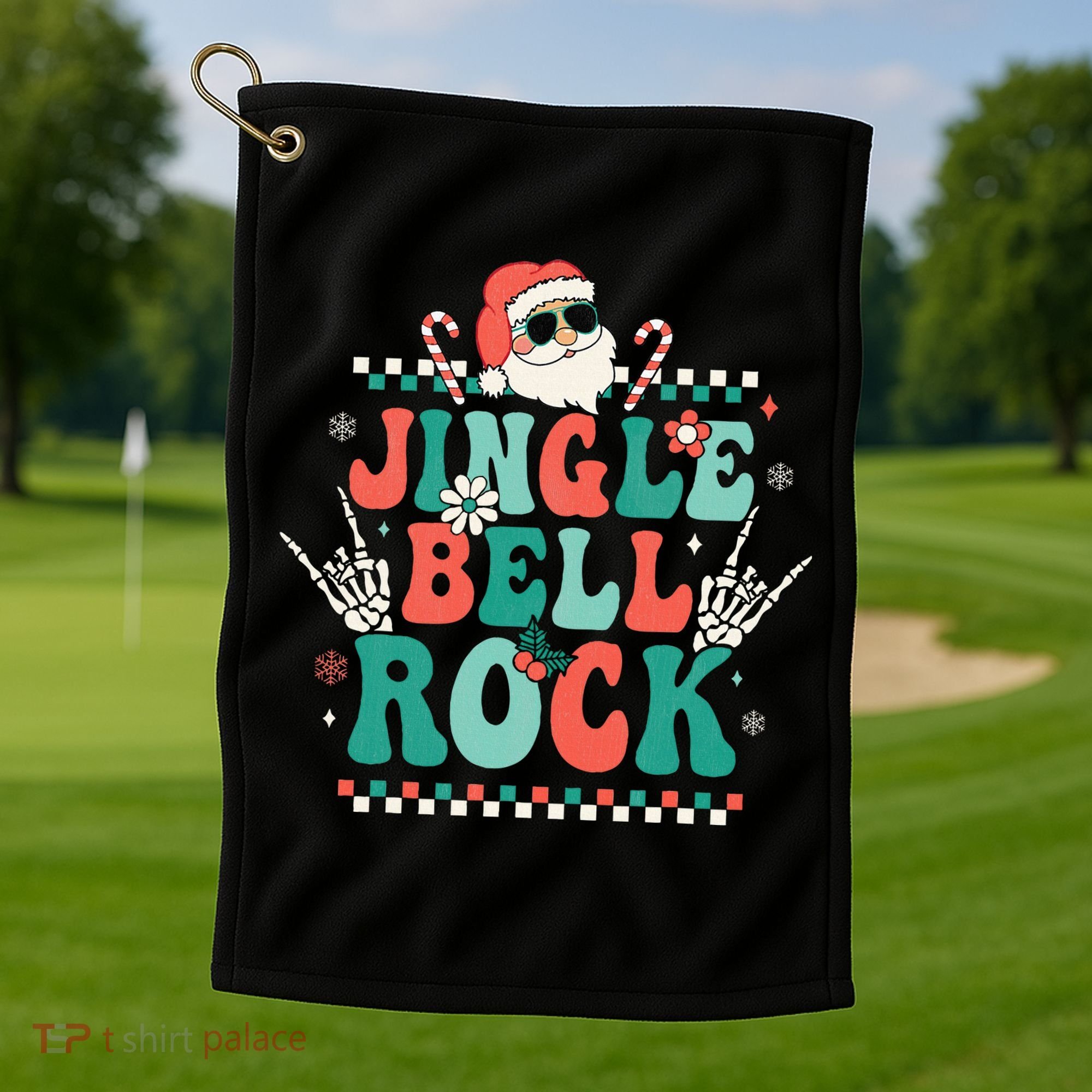 Festive Retro Jingle Bell Christmas Costume Golf Towel