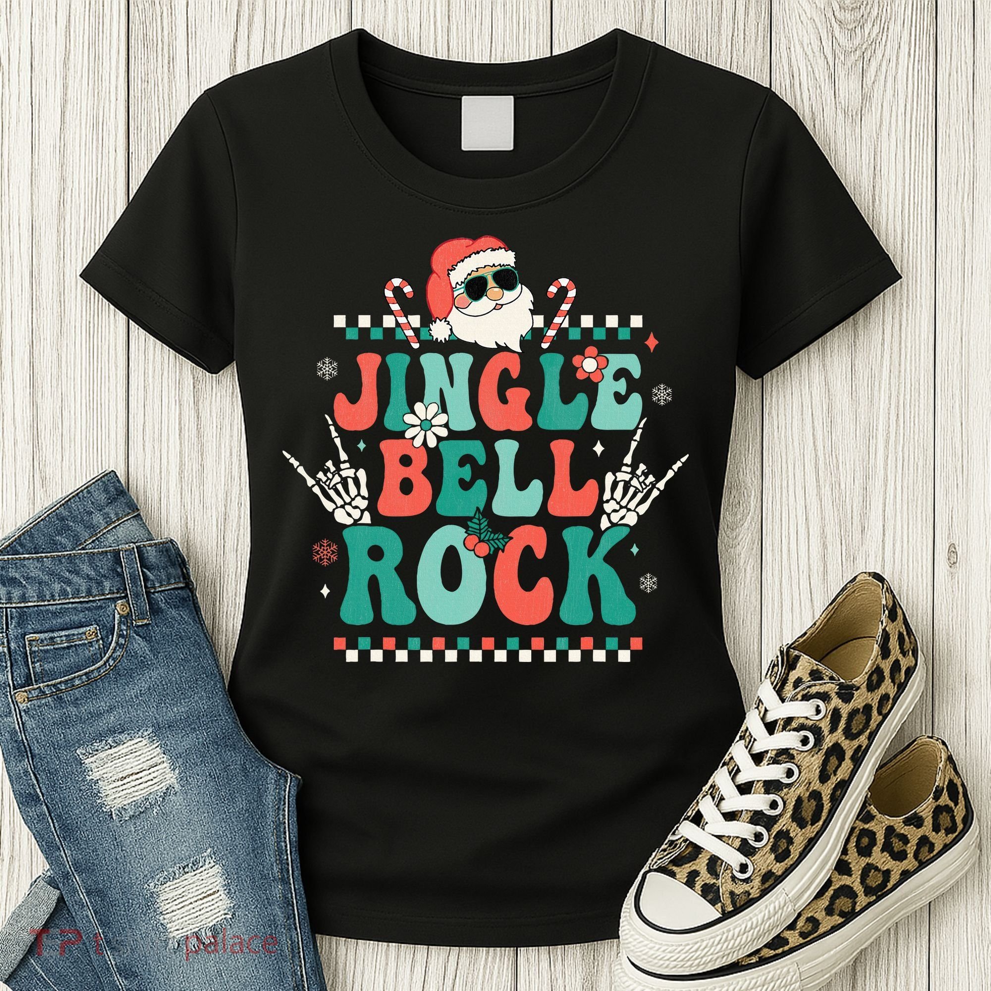Festive Retro Jingle Bell Christmas Costume Women's T-Shirt
