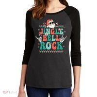 Festive Retro Jingle Bell Christmas Costume Women's Tri-Blend 3/4-Sleeve Raglan Shirt thumb 2