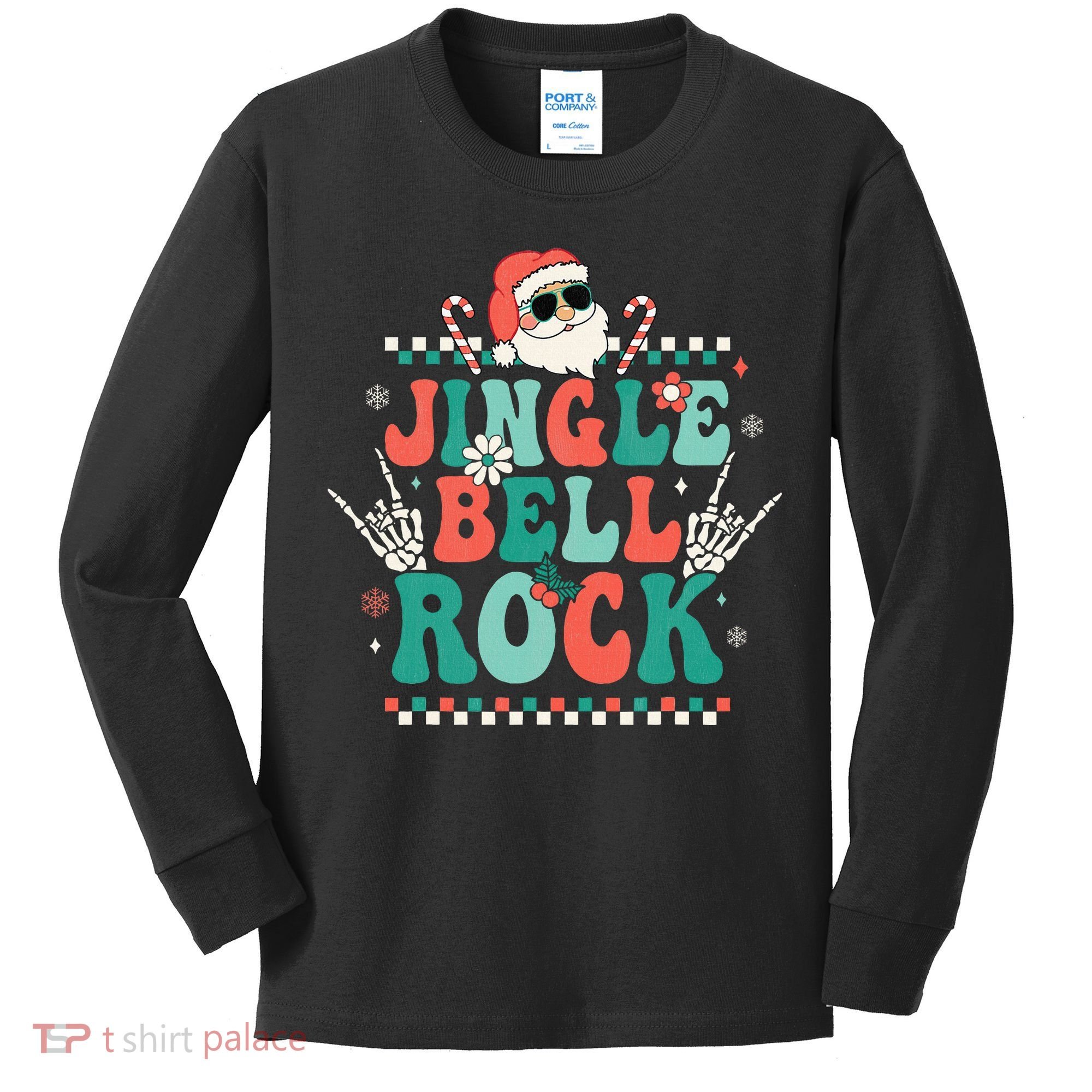 Festive Retro Jingle Bell Christmas Costume Kids Long Sleeve Shirt