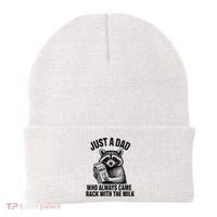 Funny Raccoon Just A Dad Who Always Came Back With The Milk Beanie thumb 0